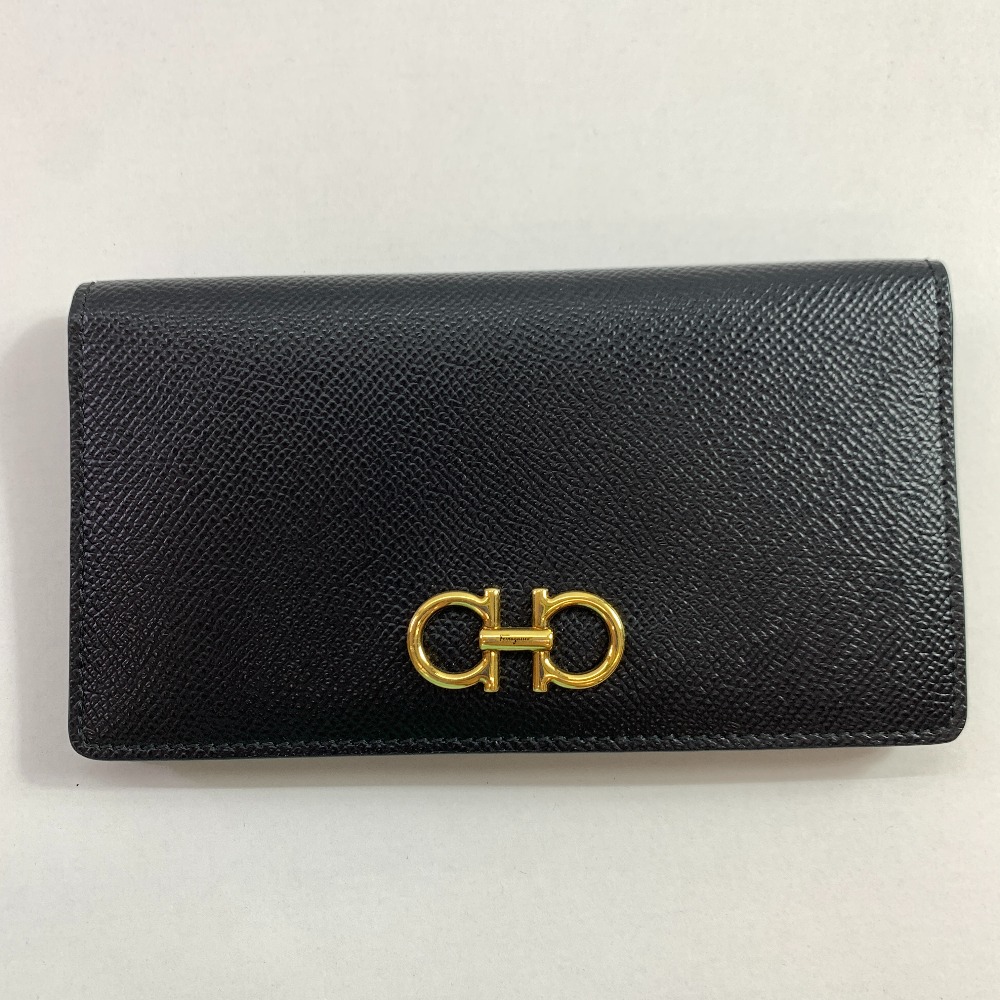 04w2516▽※【中古】FERRAGAMO サルヴァトーレ フェラガモ 長財布 ガンチーニ 22D779 ブラック【八王子店】