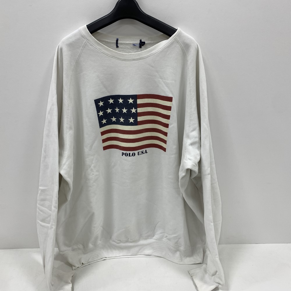 【中古】 POLO Ralph Lauren ポロラルフローレン 90\u0027s 汗水 調教師 軍旗 白いこと 白 大きさ XL    07w18937  【大和店】