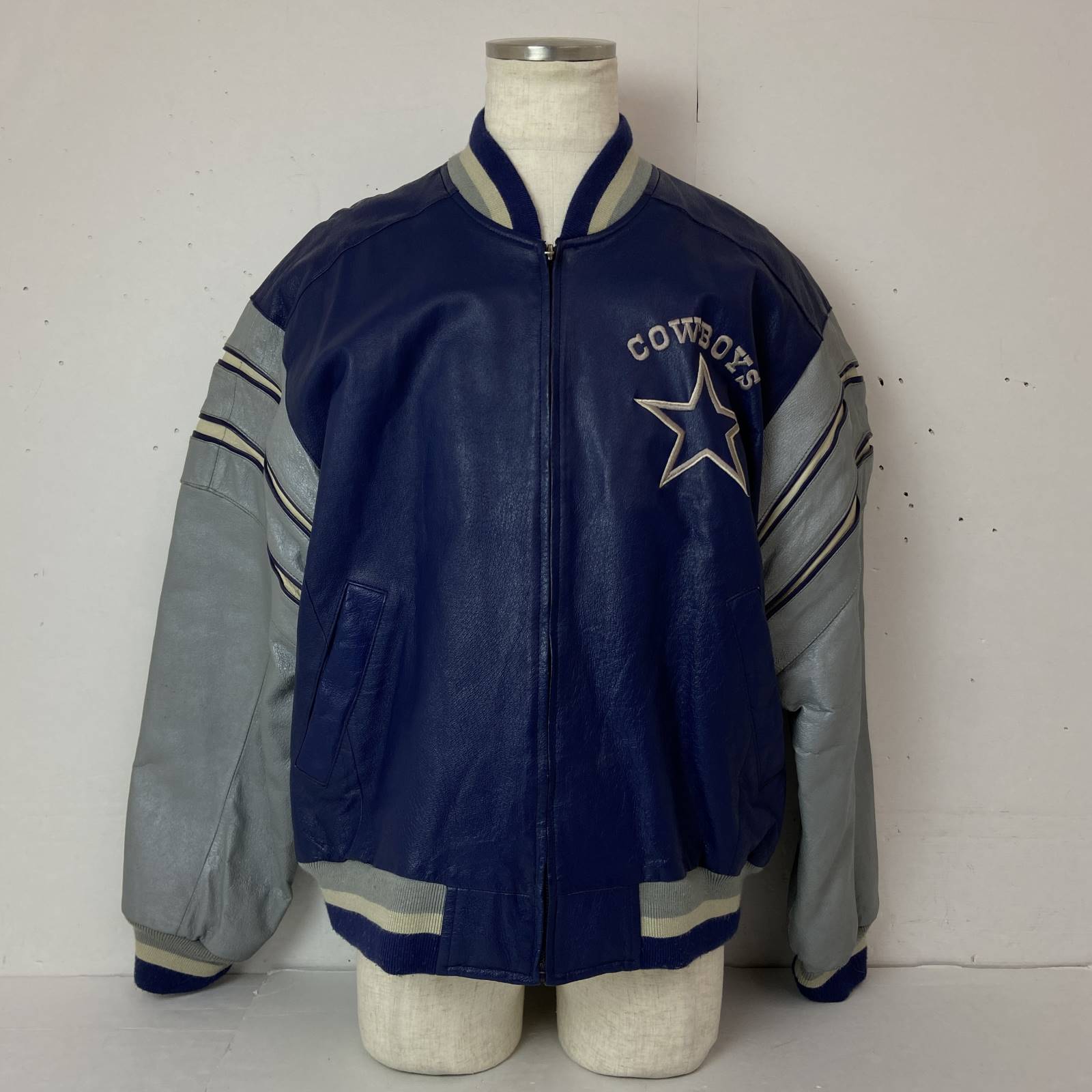 04w2796〓※【中古】MIRAGE ミラージュ DALLAS COWBOYS なめし革上衣 RN 57012 青み系 L大きさ 【八王子店】