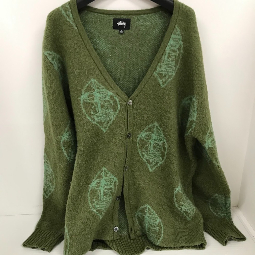 【中古】 STUSSY ステューシー Mohair Mask Cardigan モヘアカーディガン オリーブ Lサイズ 08w6972 【水戸店】