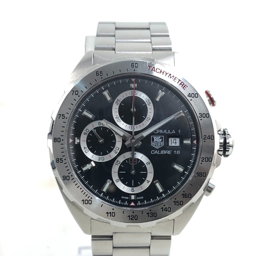 【中古】 タグホイヤー TAG HEUER  公式1 キャリバー16 クロノグラフ  しろがね色  メンズ  自動小銃一巻き  自動小銃一巻き 控え一こま・箱・明らかにする書・G歌留多あり  ウォッチ  CAZ2010-0 WEG0018  02w12692  【牛久店】 メンズ腕時計-腕時計