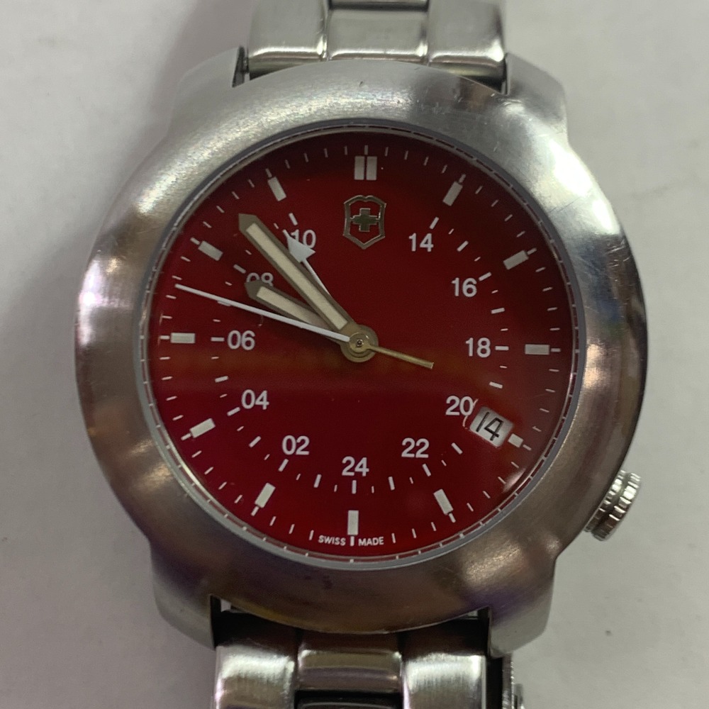 04w3220▽※【中古】VICTORINOX ビクトリノックス V7-02 GMT クオーツ メンズ腕時計 文字盤 レッド 100M【八王子店】