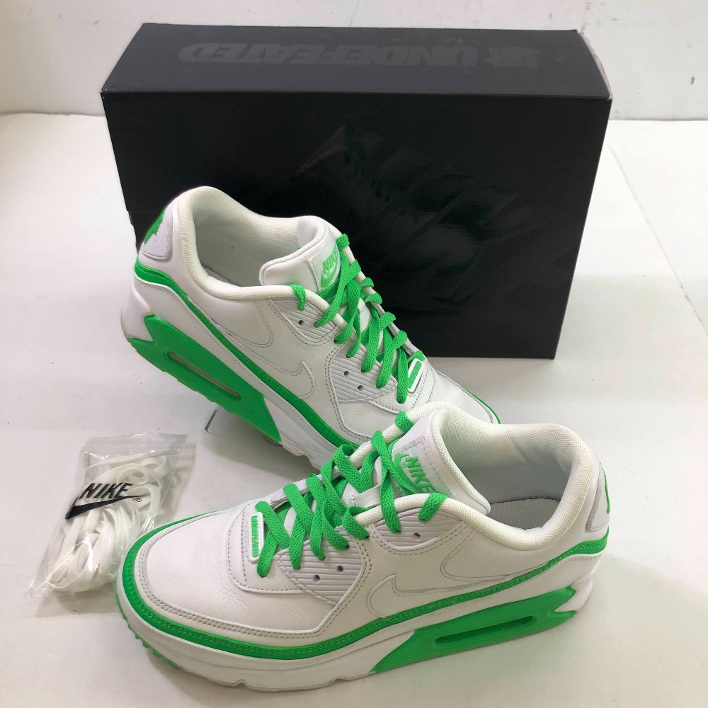 04w3666&infin;※【中古】 UNDFTD &times; NIKE AIR MAX 90 アンディーフィーテッド ナイキ エアマックス 90 CJ7197-104 ホワイト/グリーンスパーク 28cm スニーカー 【八王子店】｜トレーダー　店