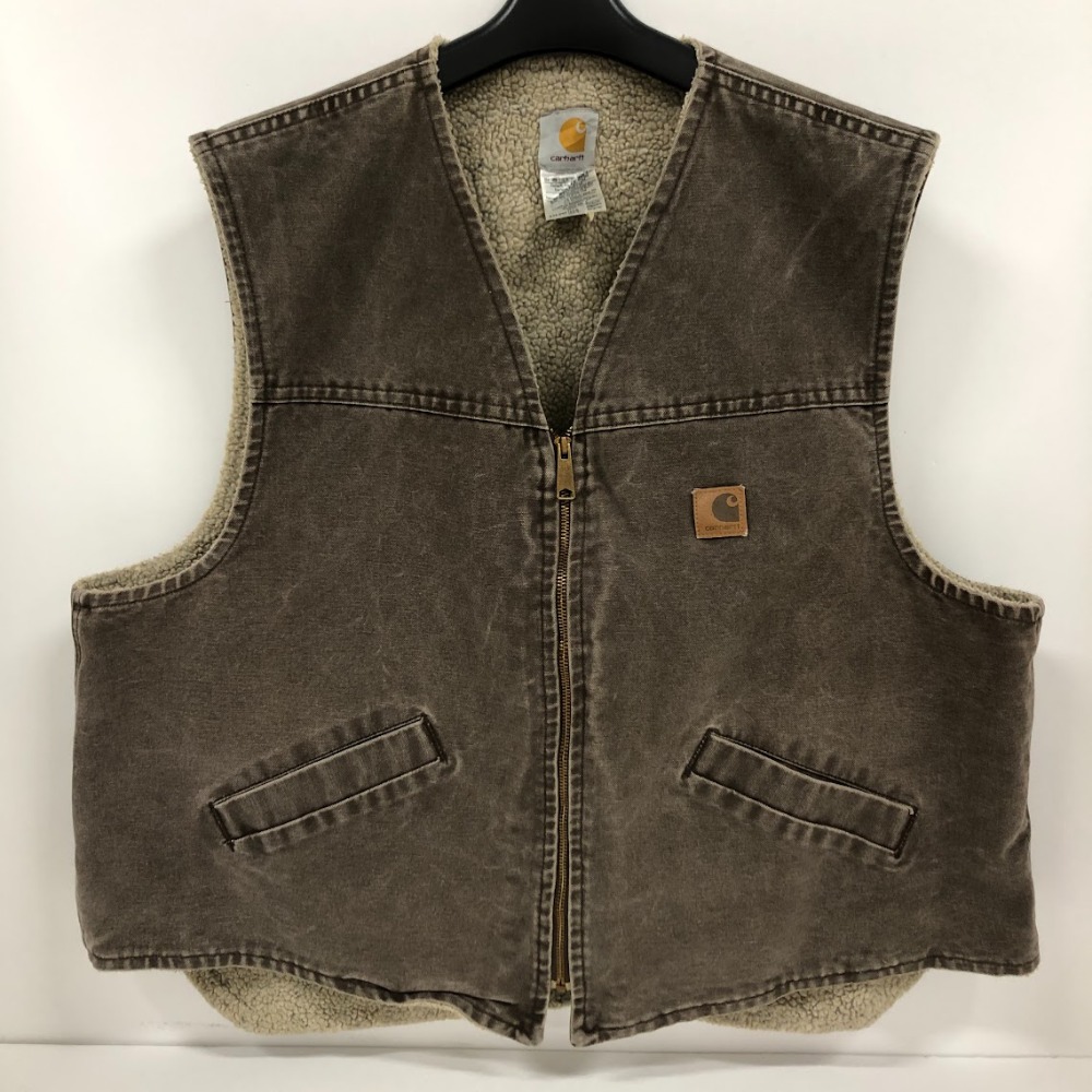 値下げ可Carhartt ブラック ベスト Endurance刺繍 Carhartt カーハート ワッペン付き ダックベスト ブラック S