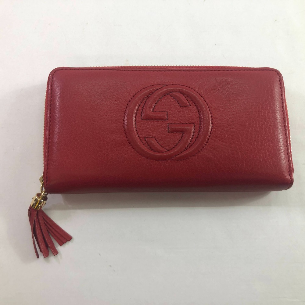 04w3767∞※【中古】GUCCI グッチ ソーホー インターロッキングG ラウンドファスナー 長財布 308004 レッド 【八王子店】