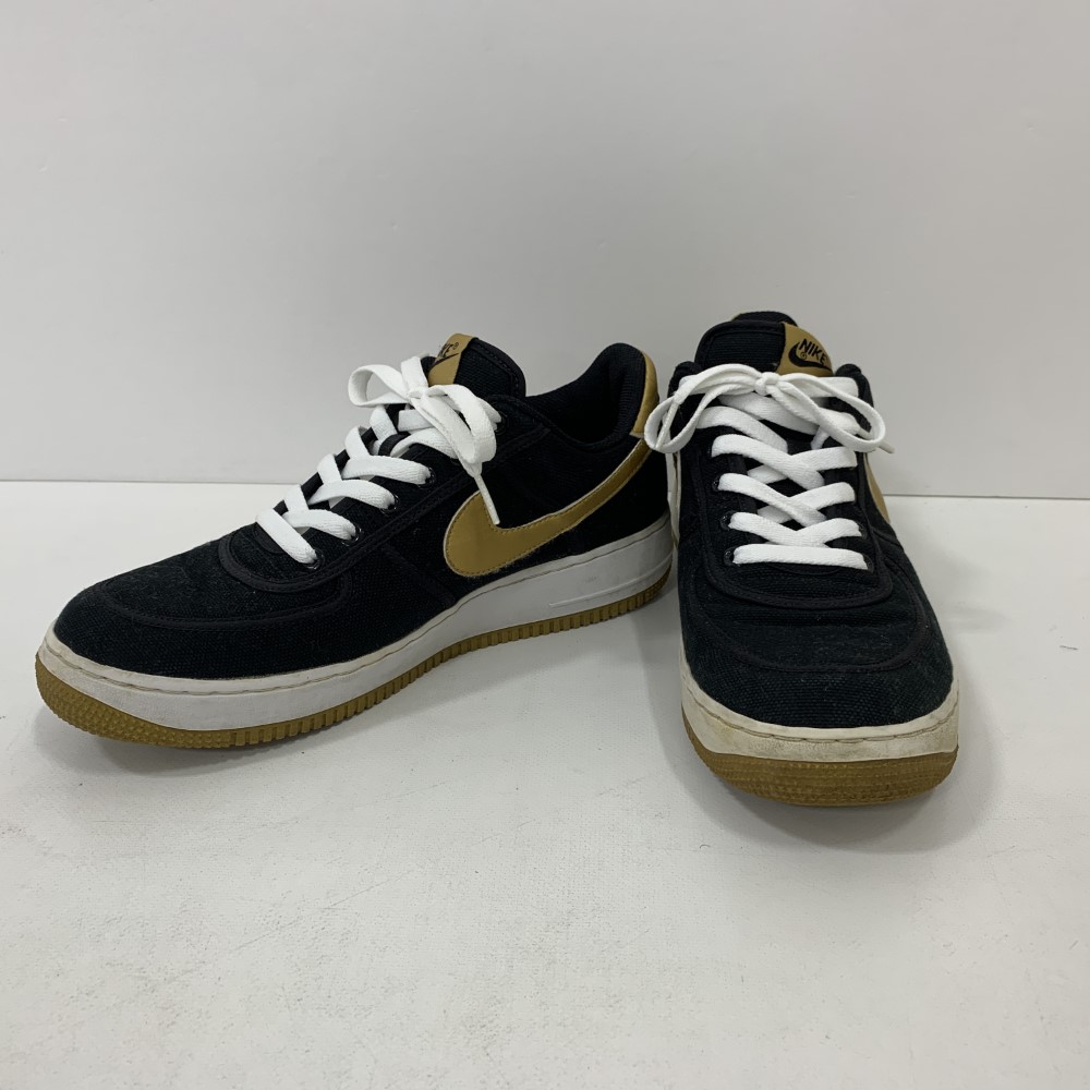 【中古】 NIKE AIR FORCE1 LOW CANVAS BLACK GOLD 大きさ27糎 US9大きさ  ナイキ 空軍1置き目帆布 黒いことゴールド スニーカー 307908-071  スニーカー  07w50120  【大和店】