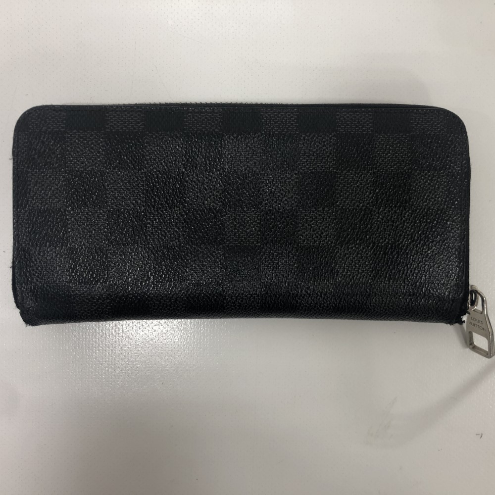 【中古】 LOUIS VUITTON ダミエ グラフィット ジッピーウォレット ブラック 13年製 CA3183 ネーム刻印あり 長財布 07w50463 【大和店】|トレーダー 店