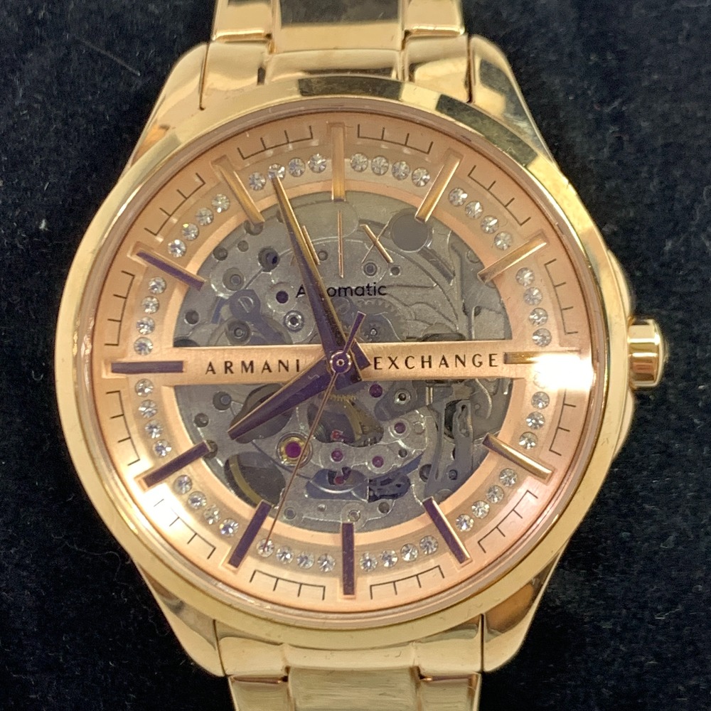 04w4498▽※【中古】Armani Exchange アルマーニエクスチェンジ 腕時計 AX5262 HAMPTON レディース ピンクゴールド 自動巻き 【八王子店】
