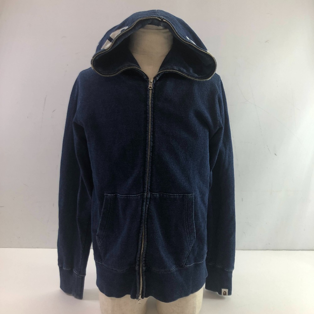 アベイシングエイプ APE スウェットブルゾン ダブルジップ M ネイビー アベイシングエイプ APE スウェットブルゾン ダブルジップ M