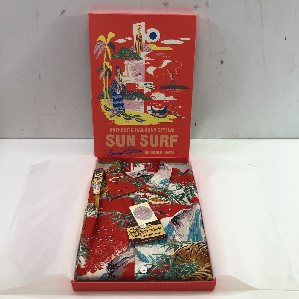 04w4463∞※【中古】 SUN SURF サンサーフ SASA TORA スペシャルエディション SS39478 M レッド アロハシャツ 1950年代後期 レーヨン ARTVOGUE 【八王子店】
