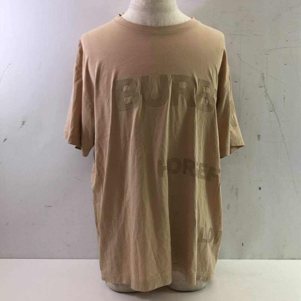 04w4469&infin;※【中古】 BURBERRY バーバリー ホースフェリープリント Tシャツ 半袖 M ベージュ コットン 【八王子店】｜トレーダー　店