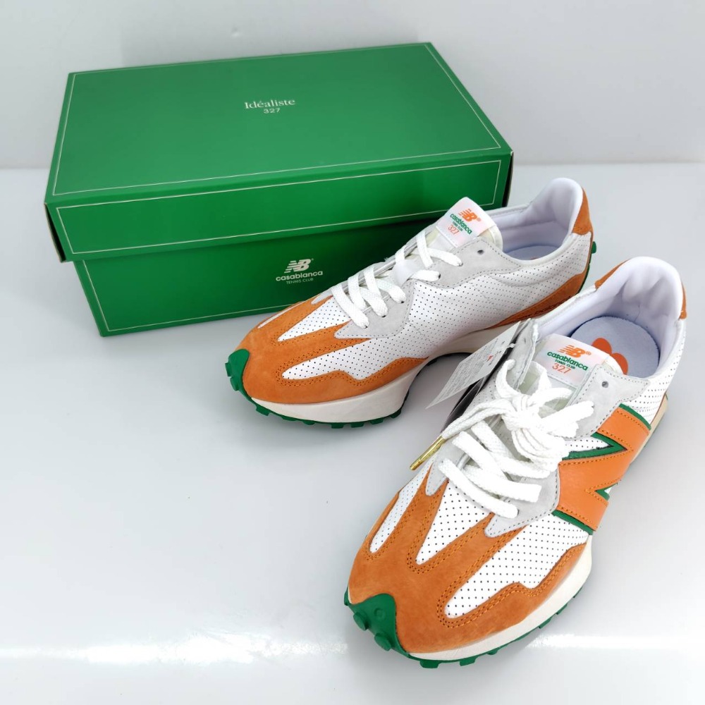 【中古】 ニューバランス NEW BALANCE×Casablanca カサブランカ 327 ホワイト/オレンジ 27.5cm US9.5 UK9 EU43 メンズ スニーカー MS327CBB 05w14088 【館林店】