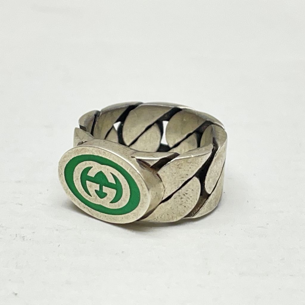 【中古】 グッチ GUCCI インターロッキングG エナメルリング 箱・保存袋あり Ag925 イタリア製 リング・指輪 01w-5022 【結城店】