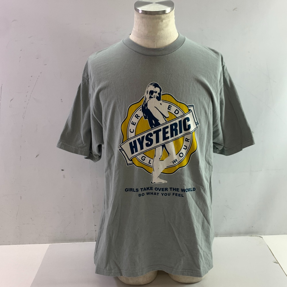 04w4836▽※【中古】HYSTERIC GLAMOUR ヒステリックグラマー 02251CT12 GIRLS TAKE OVER プルオーバー 薄墨色 X大きさ メンズ【八王子店】