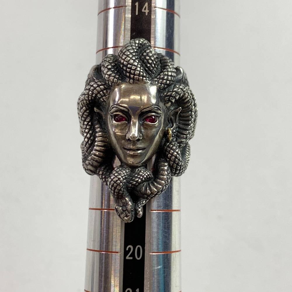 04w5021▽※【中古】Guardia ガルディア Medusa メデューサ しろがね色付属品 しろがね色925 K18 輪っか 指環 ユニ一発やる ルビー【八王子店】