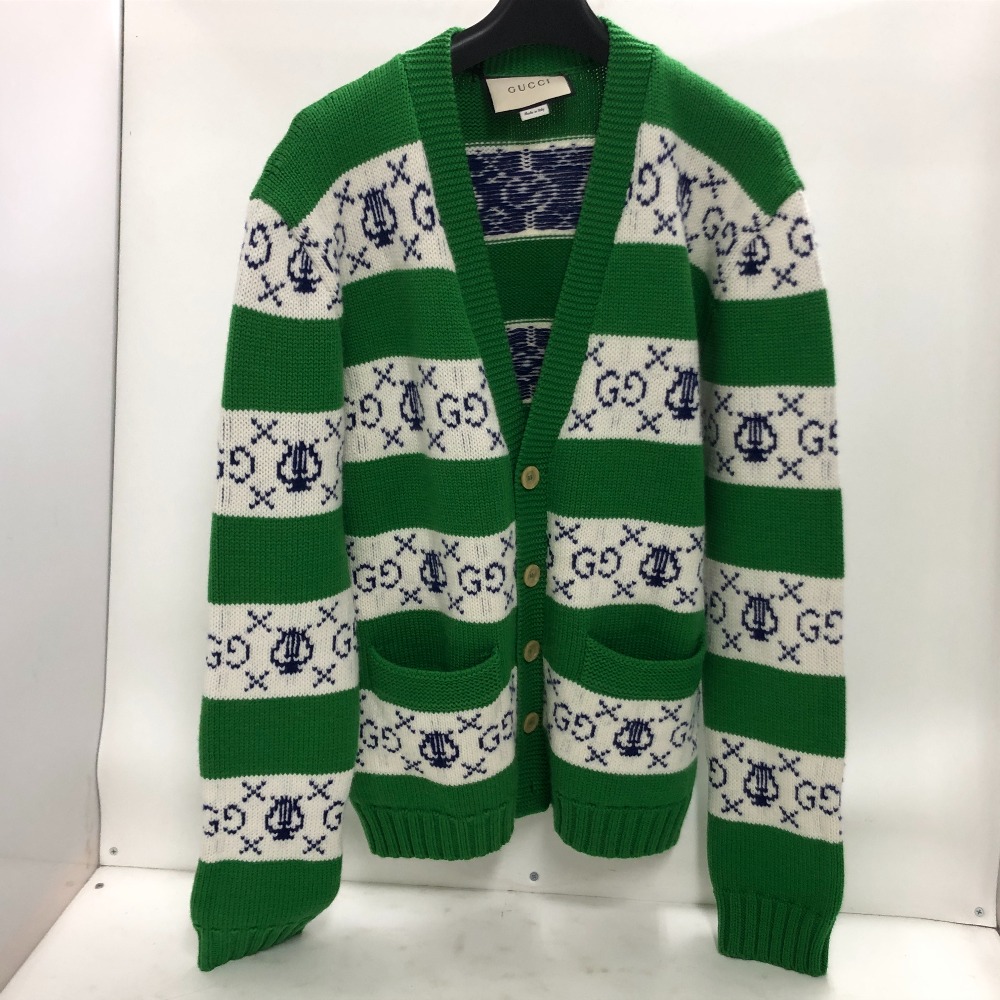 GUCCI グッチ　メンズ　ニット　カーディガン　エンブレムワッペン　イタリア製 GUCCI グッチ メンズ ニット カーディガン エンブレムワッペン