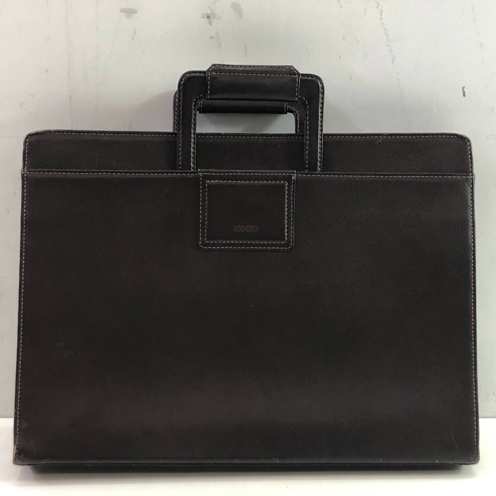 04w5174∞※【中古】KENZO ケンゾー レザー ビジネスバッグ ブリーフケース ダークブラウン 【八王子店】