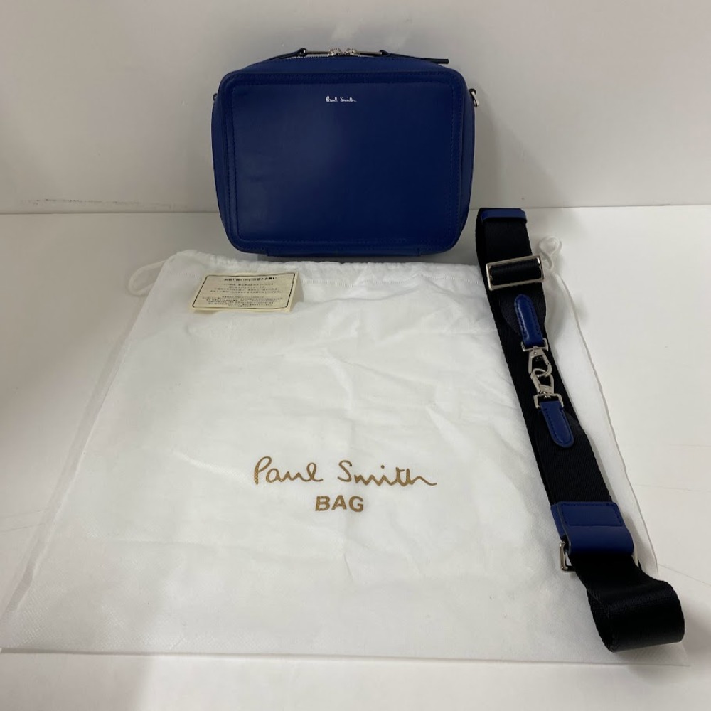 【中古】 ポール・スミス Paul Smith シグネチャーストライプトリム ミニショルダー ブルー ショルダーバッグ 08w13875 【水戸店】|トレーダー 店