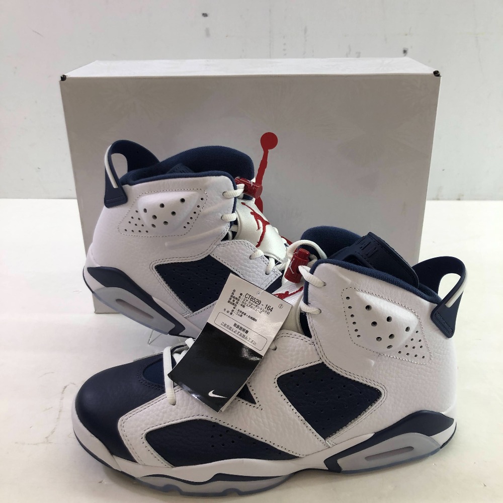 04w5191∞※【中古】 NIKE AIR JORDAN 6 RETRO ナイキ エア ジョーダン 6 レトロ オリンピック CT8529-164 ホワイト/バーシティレッド-ミッドナイトネイビー 28.5cm スニーカー 【八王子店】|トレーダー 店