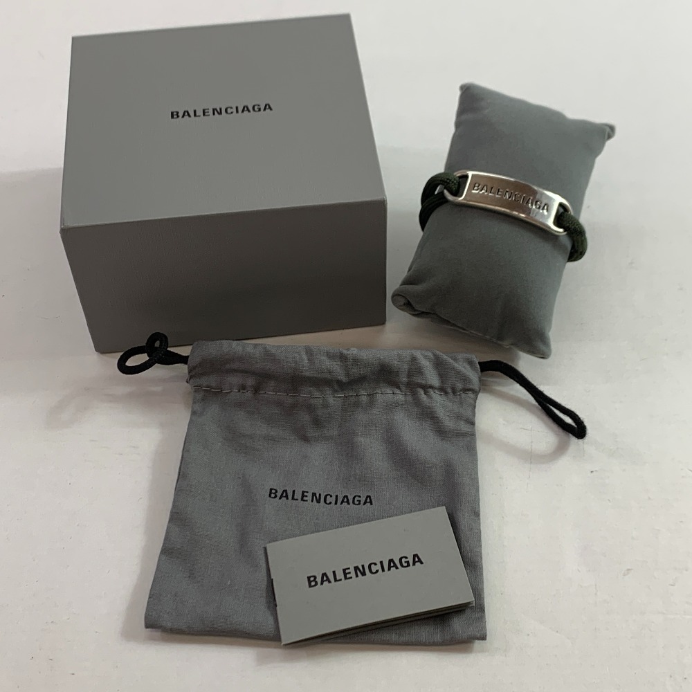 04w5251▽※【中古】BALENCIAGA バレンシアガ 腕輪 PLATE 656410-TZX4S-7044 緑であること ロゴプレートブレスレット 【八王子店】