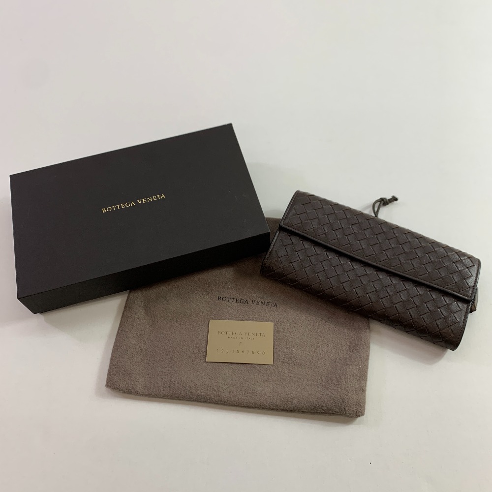 04w5325▽※【中古】BOTTEGA VENETA ボッテガヴェネタ 150509 イントレチャート 下げ翼 長紙入れ なめし革 メンズ 赤銅色 【八王子店】