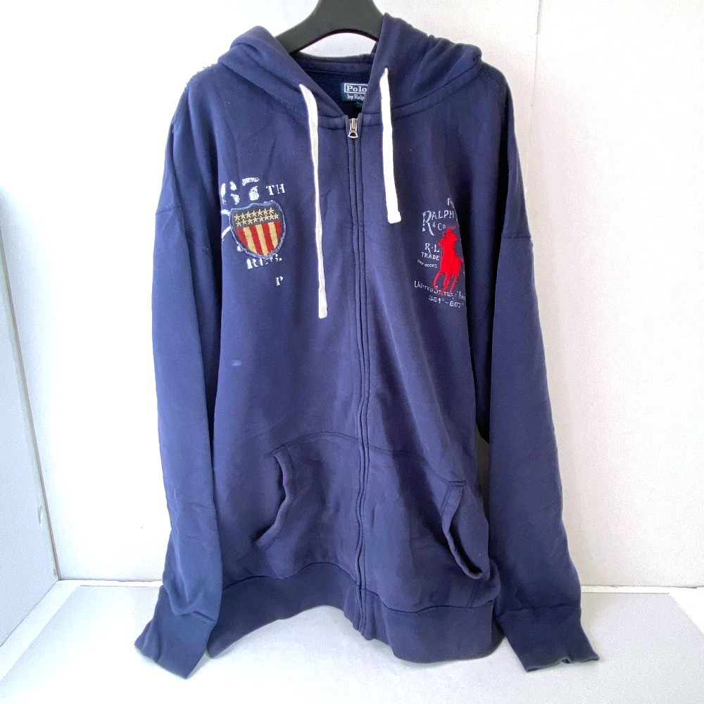 【中古】 POLO RALPH LAUREN ポロ ラルフローレン ジップアップパーカー 3XL ネイビー メンズ ストリート トップス パーカー 03w22491 【入間店】
