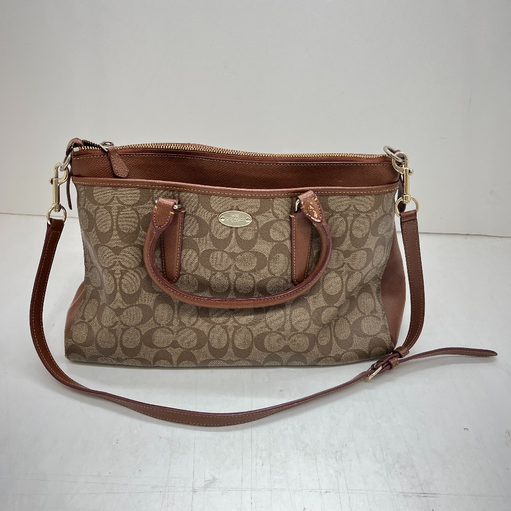 COACH シグネチャー モルガン サッチェル E1593F34617 2wayバッグ ブラウン 【中古品】 ショルダーバッグ 06w16260 【三郷店】|トレーダー 店