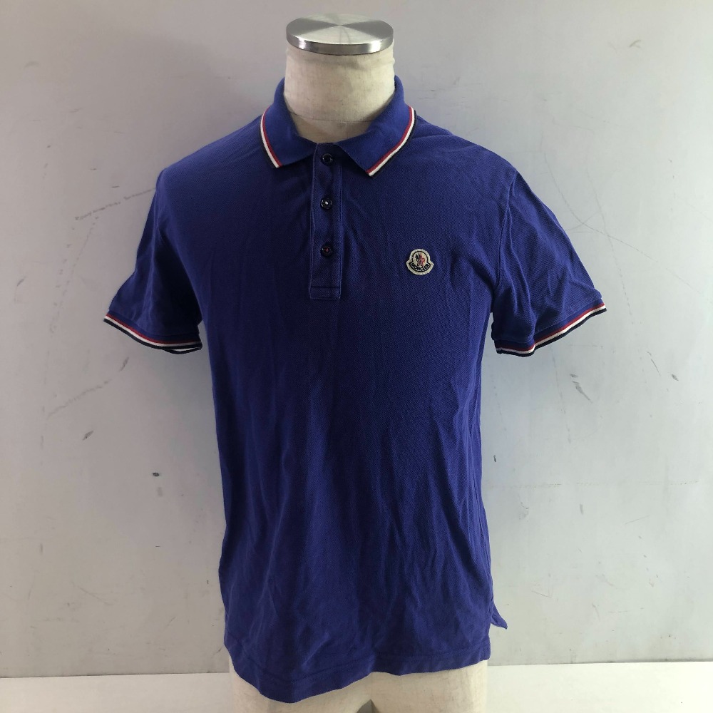 04w5603∞※【中古】 MONCLER モンクレール ポロシャツ MAGLIA POLO MANICA CORTA 410918345698 84093 ブルー サイズS コットン 【八王子店】