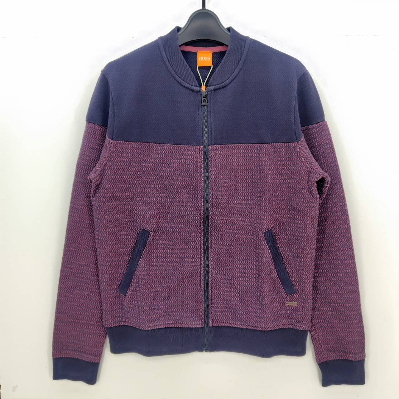 【中古】 ヒューゴボス HUGO BOSS ジップアップジャケット パープル/ネイビー サイズS 中国製 メンズ アウター コットン 05w17679 【館林店】|トレーダー 店