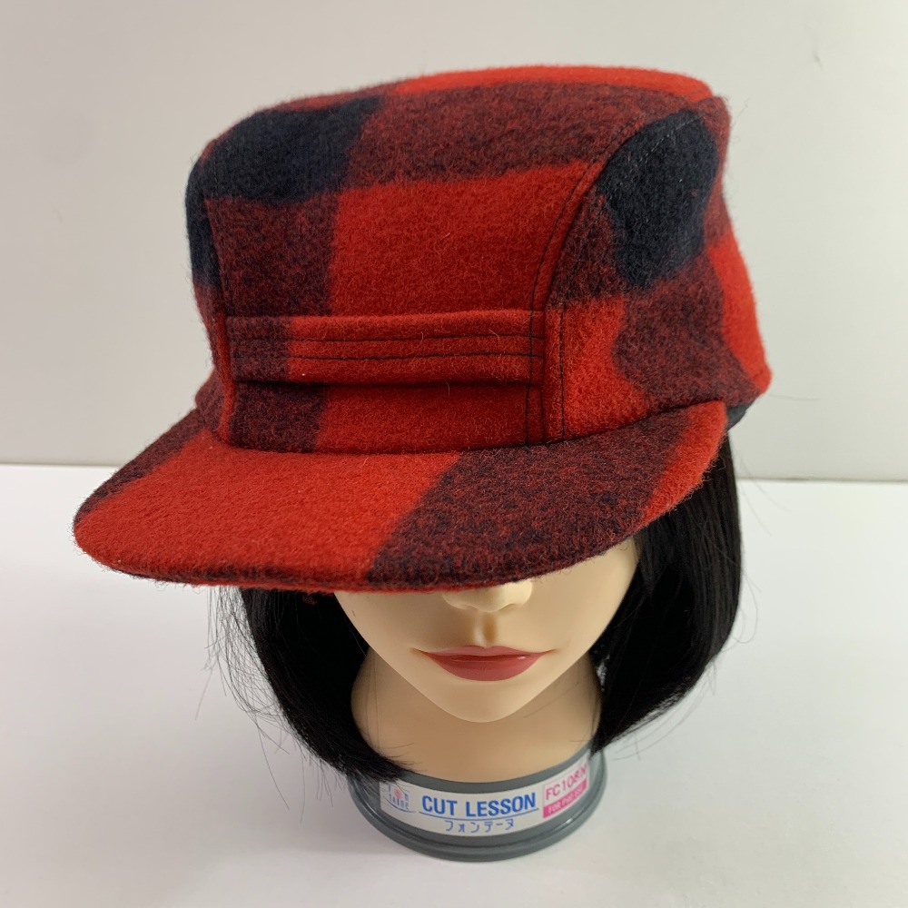 04w5707▽※【中古】FILSON フィルソン キャップ チェック柄 レッド USA メンズ XLサイズ ウール 帽子【八王子店】