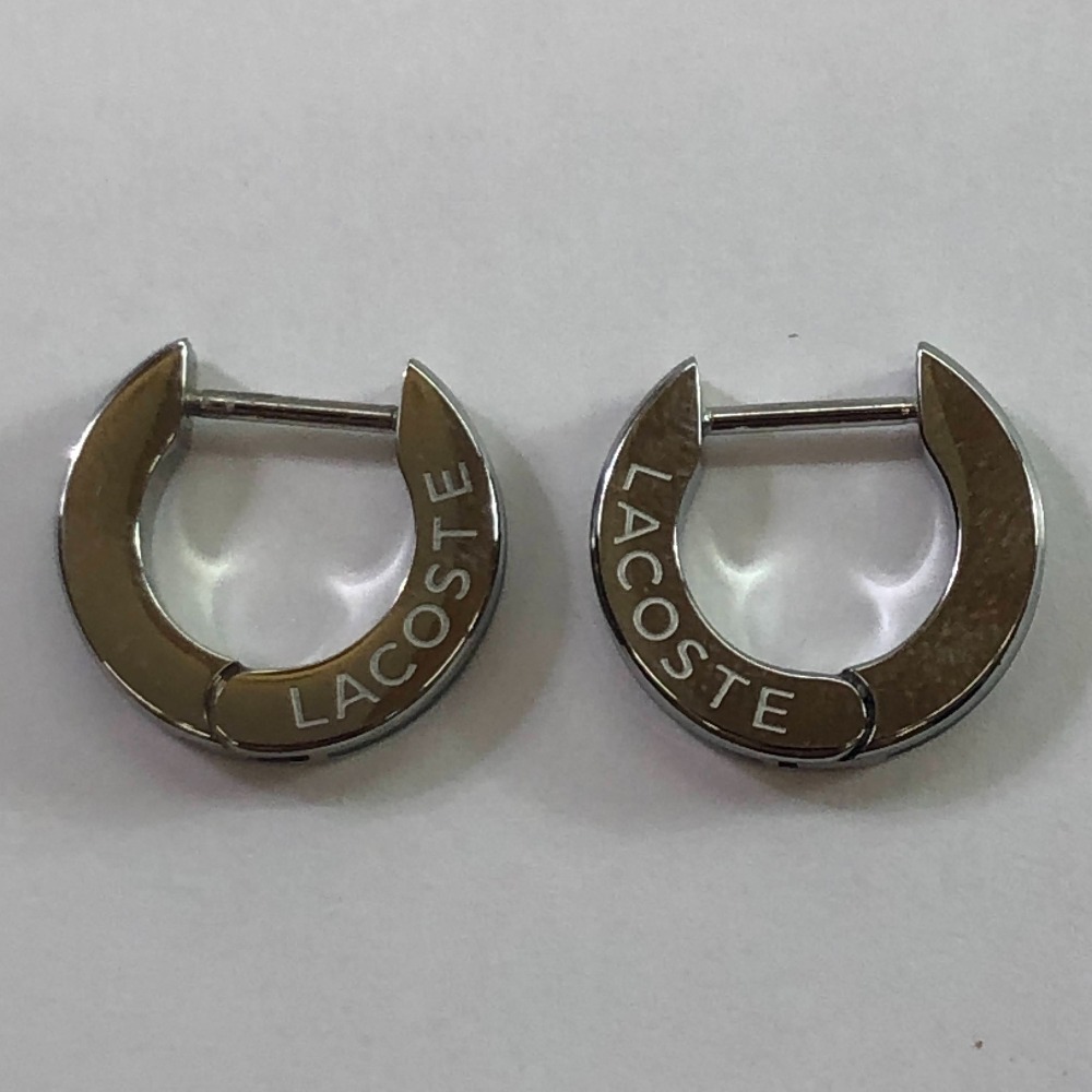 04w5793∞※【中古】 LACOSTE ラコステ ロゴ フープピアス シルバー 【八王子店】