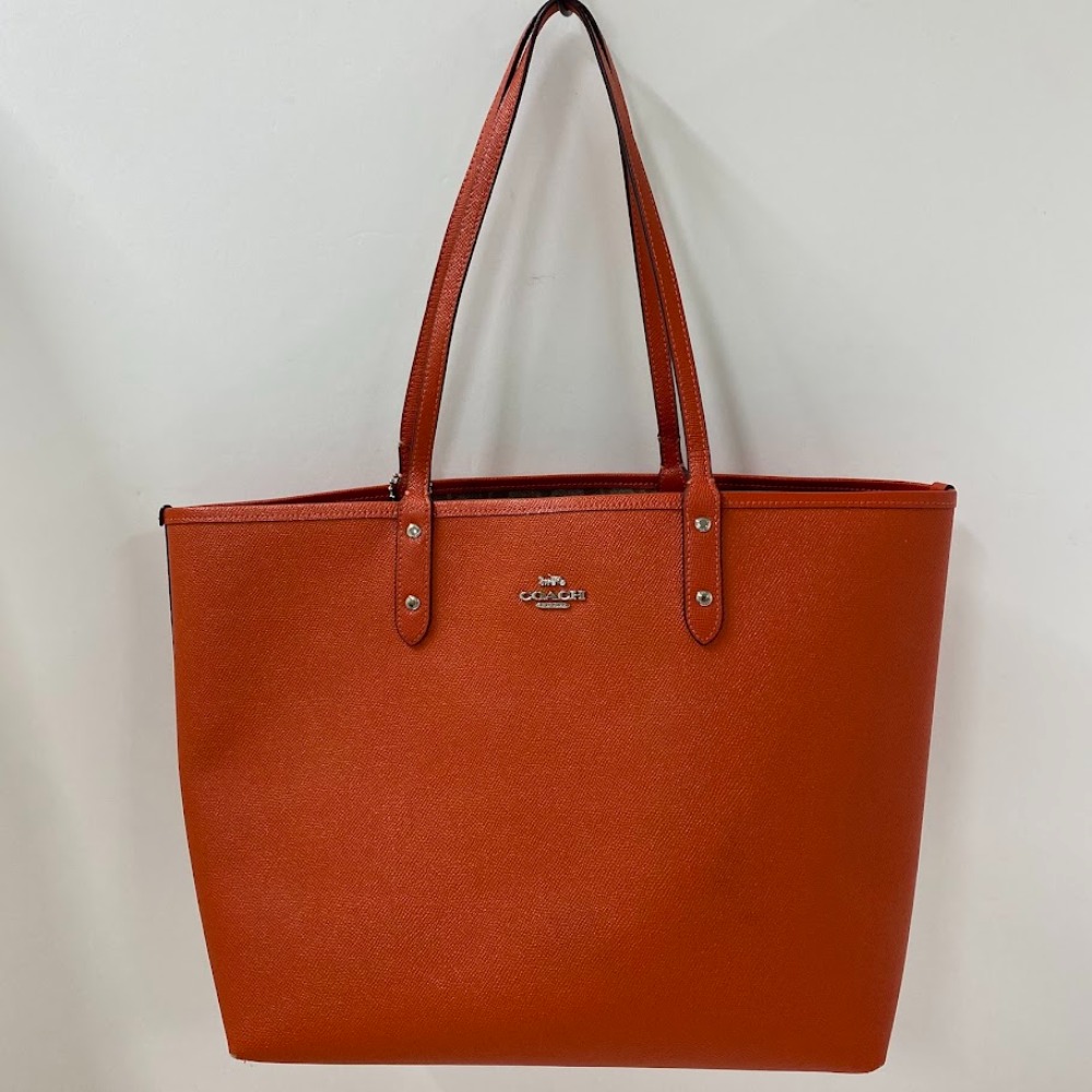 【中古】 COACH コーチ リバーシブルトートバッグ シグネチャー(オレンジ/ブラウン)レディース 大容量 08w15184 【水戸店】