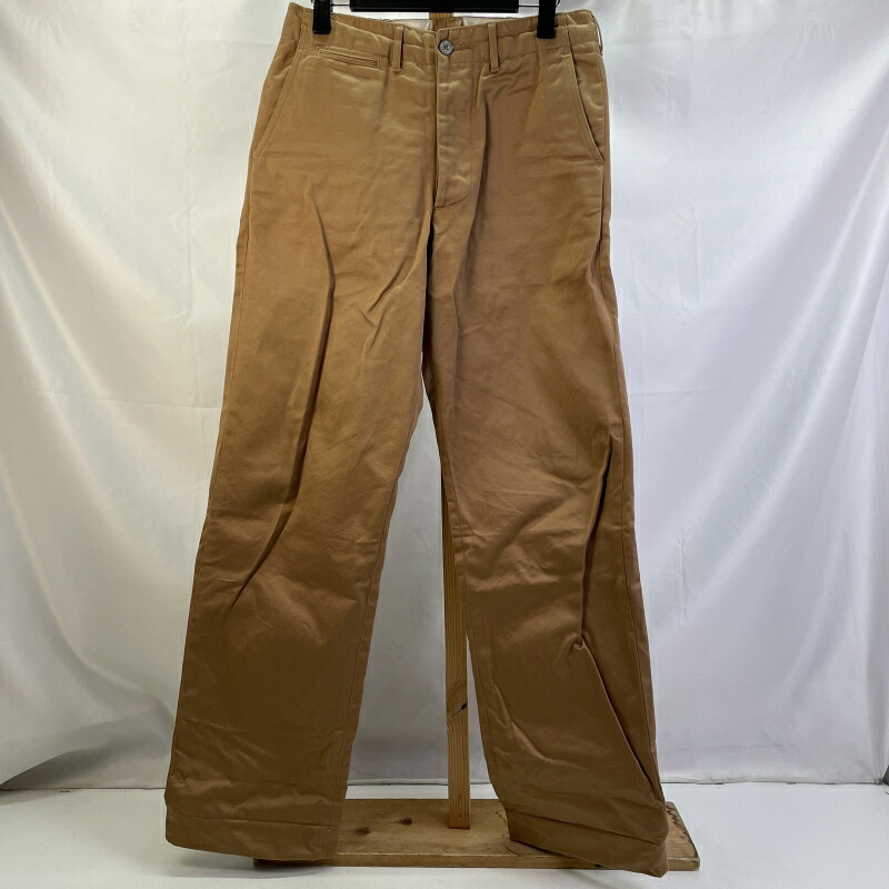 【中古】 バズリクソンズ Buzz Rickson's EARLY MILITARY CHINOS 1945 MODEL ボタンフライ キャメル サイズ30 メンズ 30×33 ボトムス M43035 01w-6124 【結城店】