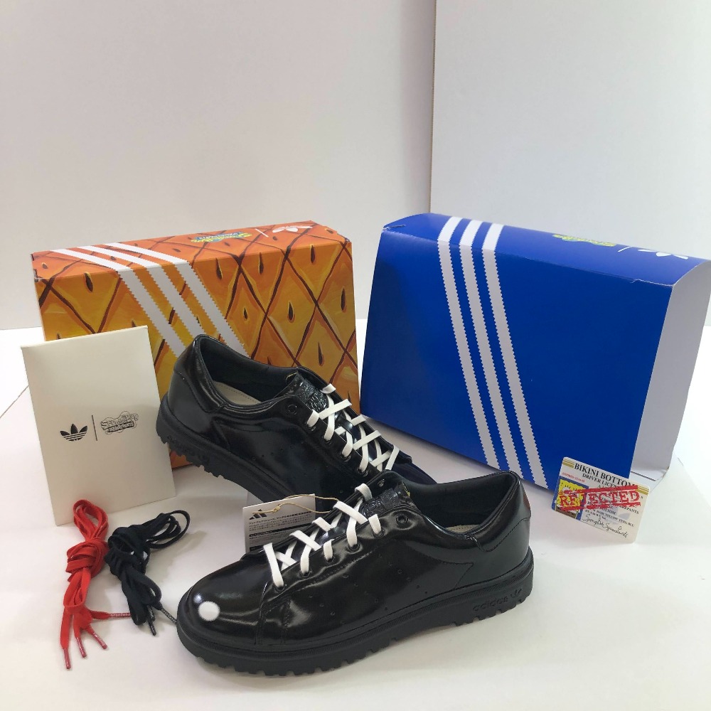 04w5988∞※【中古】SPONGEBOB × adidas ORIGINALS Stan Smith FREIZEIT スポンジ・ボブ アディダス オリジナルス スタン スミス フライツァイト ブラック JQ6779 28cm スニーカー 【八王子店】
