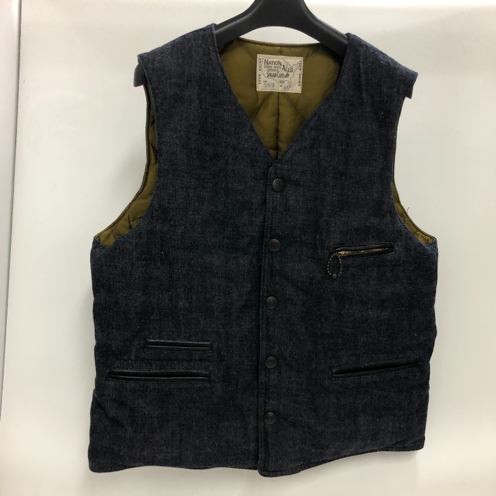【中古】 シュガーケーン SUGAR CANE 佐綾デニム ダウンベスト インディゴブルー サイズ40 中国製 メンズ ダウンベスト コットン SC13989 02w22664 【牛久店】
