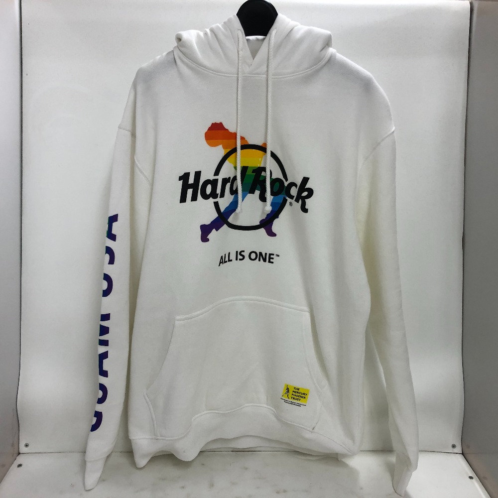 【中古】 HARD ROCK CAFE × Mercury Phoenix プルオーバーパーカー 裏起毛 ホワイト サイズXL インド製 メンズ パーカー コットン 02w22672 【牛久店】