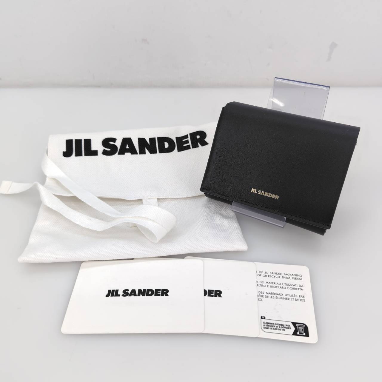 【中古】 ジルサンダー JIL SANDER ORIGAMI WALLET ブラック メンズ 三つ折り財布 25UI0005 05w18788 【館林店】