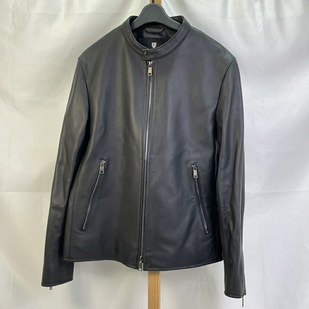 【中古】 ブラックレーベル・クレストブリッジ BLACK LABELCRESTBRIDGE シープレザーライダース ソフトレザー ライダースジャケット ブラック サイズM メンズ ハンガー・ロゴ入りカバー付き アウター 羊革 51F01-611-09 01w-6307 【結城店】