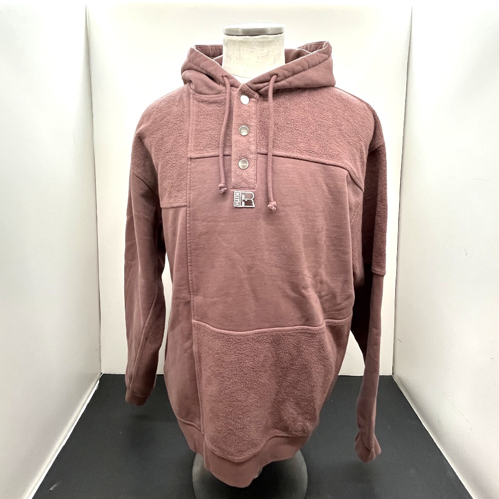 【中古】KITH ラッセル アスレッチク 向こう正面名取り草 パッチワーク 流汗 ティーシャツパーカー 赤銅色 L大きさ