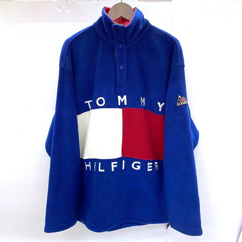 【中古】 TOMMY HILFIGER トミーヒルフィガー ハーフスナップフリースプルオーバー ブルー 青 サイズM メンズ ストリート トップス 03w24507 【入間店】