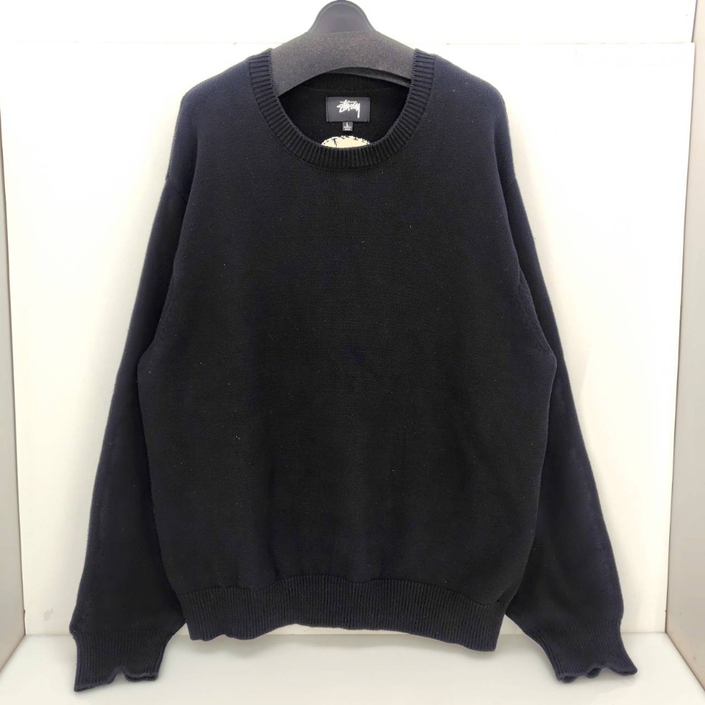 【中古】 ステューシー STUSSY Bent Crown ニットセーター ブラック サイズL 中国製 メンズ ニット コットン 05w19607 【館林店】｜トレーダー　店