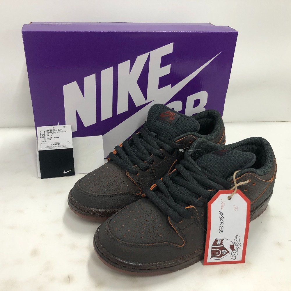 【中古】 ナイキエスビー NIKE SB  DUNK LOW PRO PRM  ブラウン  28.0cm ベトナム製 メンズ  箱・タグ・替え紐あり  スニーカー  HV1668-001  02w23457  【牛久店】