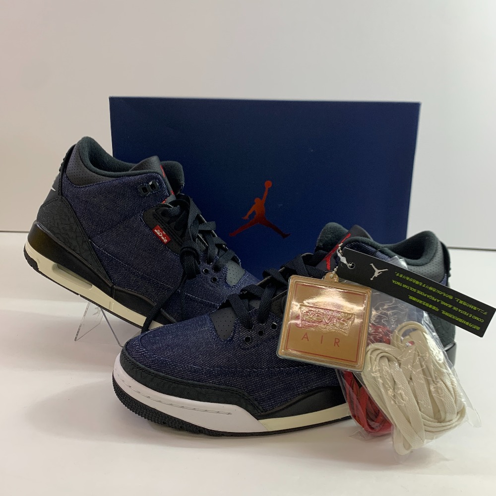 04w6264▽※【中古】Levi’s × Nike Air Jordan 3 Retro SP IH7959-400 リーヴァイズジーンズ × ナイキ エアジョーダン3 レトロ SP インディゴ アンド 体育館赤いこと リーヴァイズジーンズ溜め桶 28糎【八王子店】