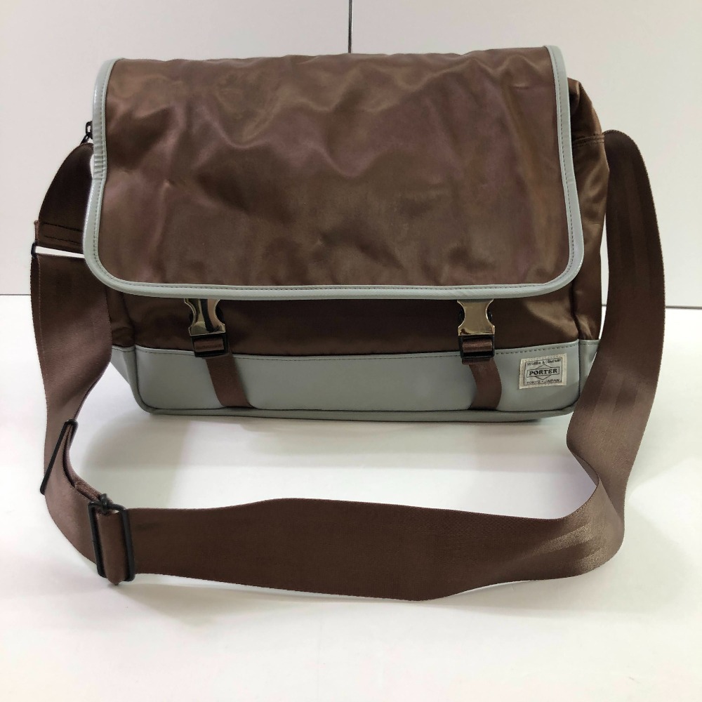 04w6408∞※【中古】 PORTER ポーター ショルダーバッグ メッセンジャーバッグ ブラウン/グレー 【八王子店】