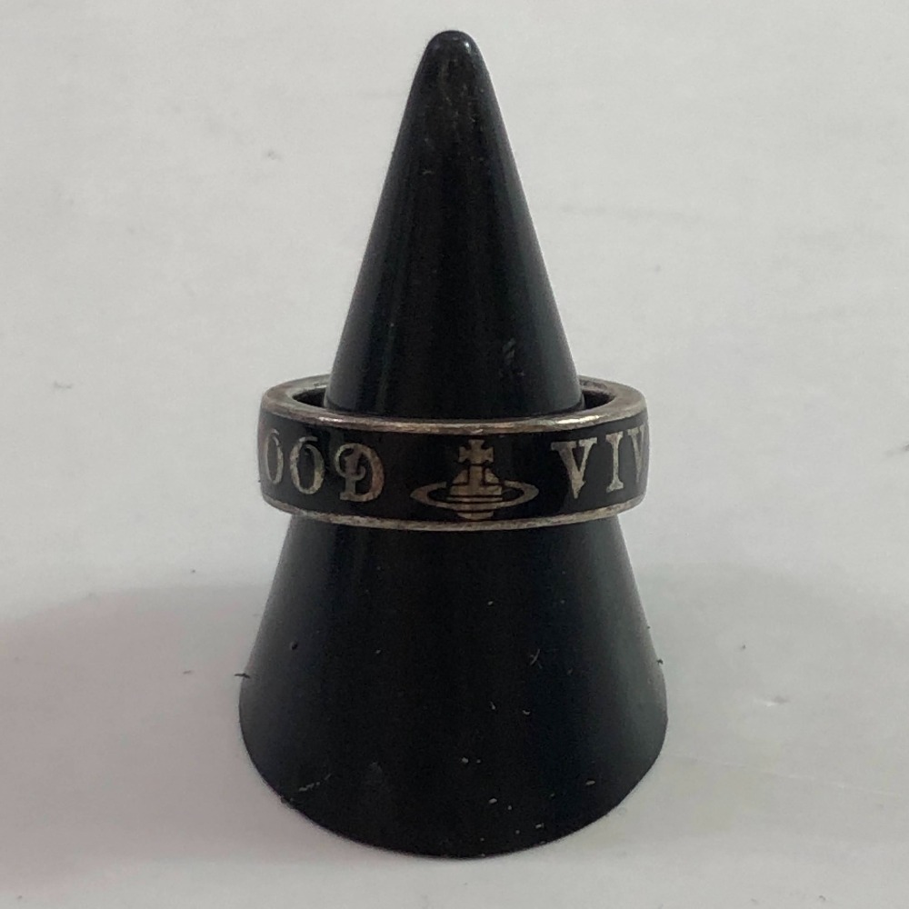 04w6417∞※【中古】 Vivienne Westwood ヴィヴィアン 酉の方角白木 CONDUIT STREET RING コンジットストリートリング 輪っか 指環 SV925 15号 黒いこと/しろがね色 【八王子店】