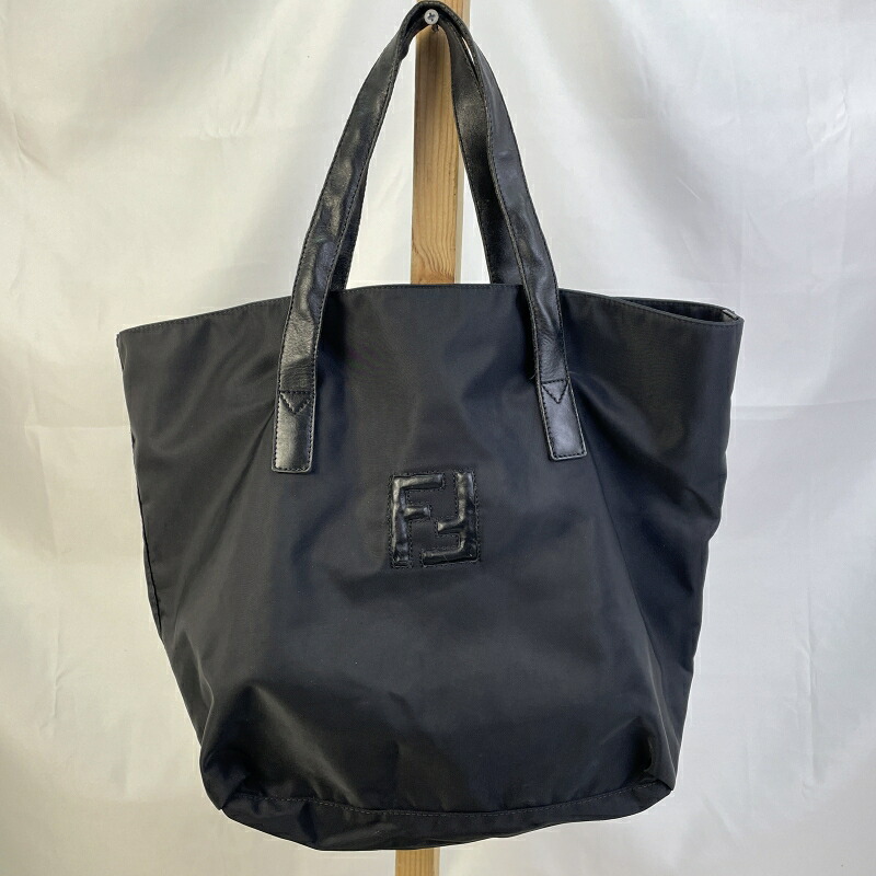 【中古】 フェンディ FENDI   ナイロン  ロゴトートバッグ  黒いこと  イタリア製 レディース  トートバッグ   16-B 157071 09  01w-6357  【結城店】