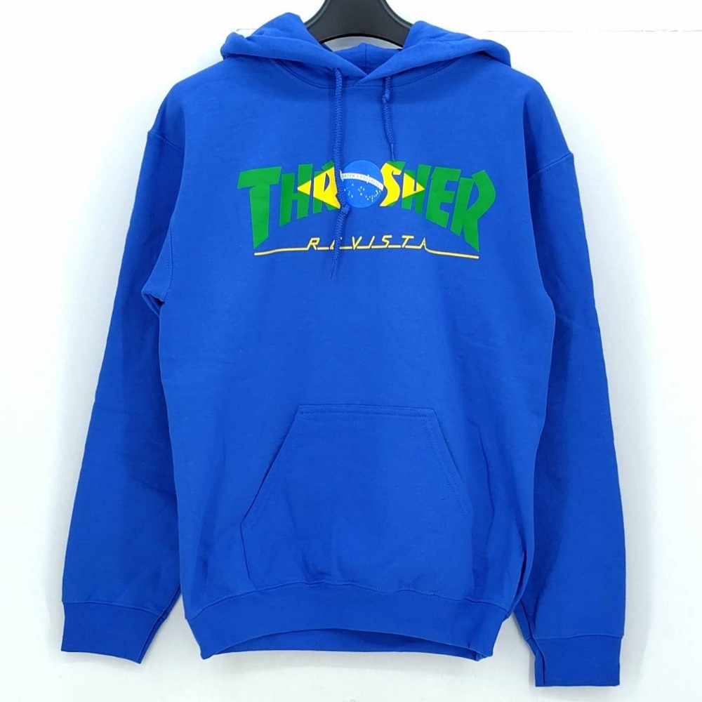 【中古】 スラッシャー THRASHER Brazil Revista Hoodie プルオーバーパーカー ロイヤルブルー サイズS メンズ コットン 05w20218 【館林店】