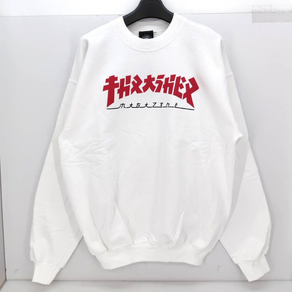 【中古】 スラッシャー THRASHER ゴジラ クルーネック Godzilla Crewneck ホワイト サイズM エルサルバドル製 メンズ ゴジラロゴ スウェット コットン 05w20221 【館林店】