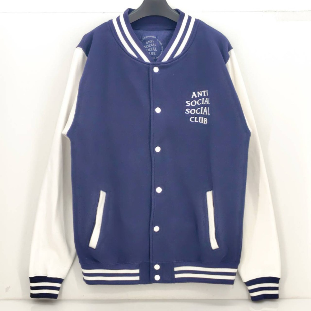 【中古】 アンチソーシャルソーシャルクラブ ANTI SOCIAL SOCIAL CLUB スタジャン ネイビー/ホワイト サイズL USA製 メンズ コットン 05w20226 【館林店】｜トレーダー　店