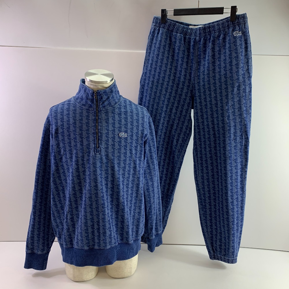 04w6309▽※【中古】ラコステ LACOSTE ティーシャツ インディゴスウェットモノグラムトラックジャケット セットアップ SH2895【八王子店】 メンズファッション-その他